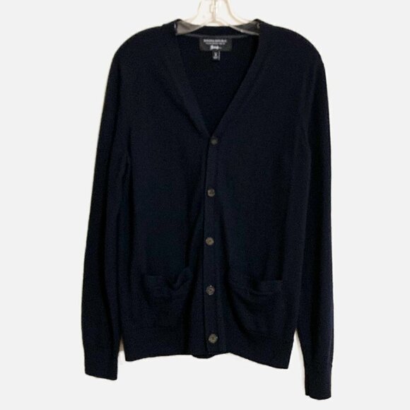 Banana Republic Fall Preppy Navy Merino Italian Wool Cardigan. Size Tall Medium - Picture 1 of 8